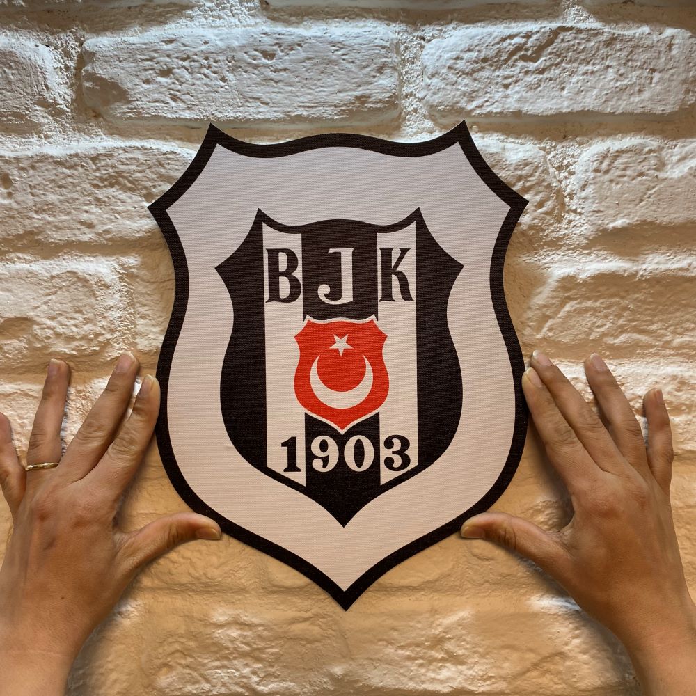 Beşiktaş Lisanlı Canvas Kartal Logo Beyaz Duvar Tabelası