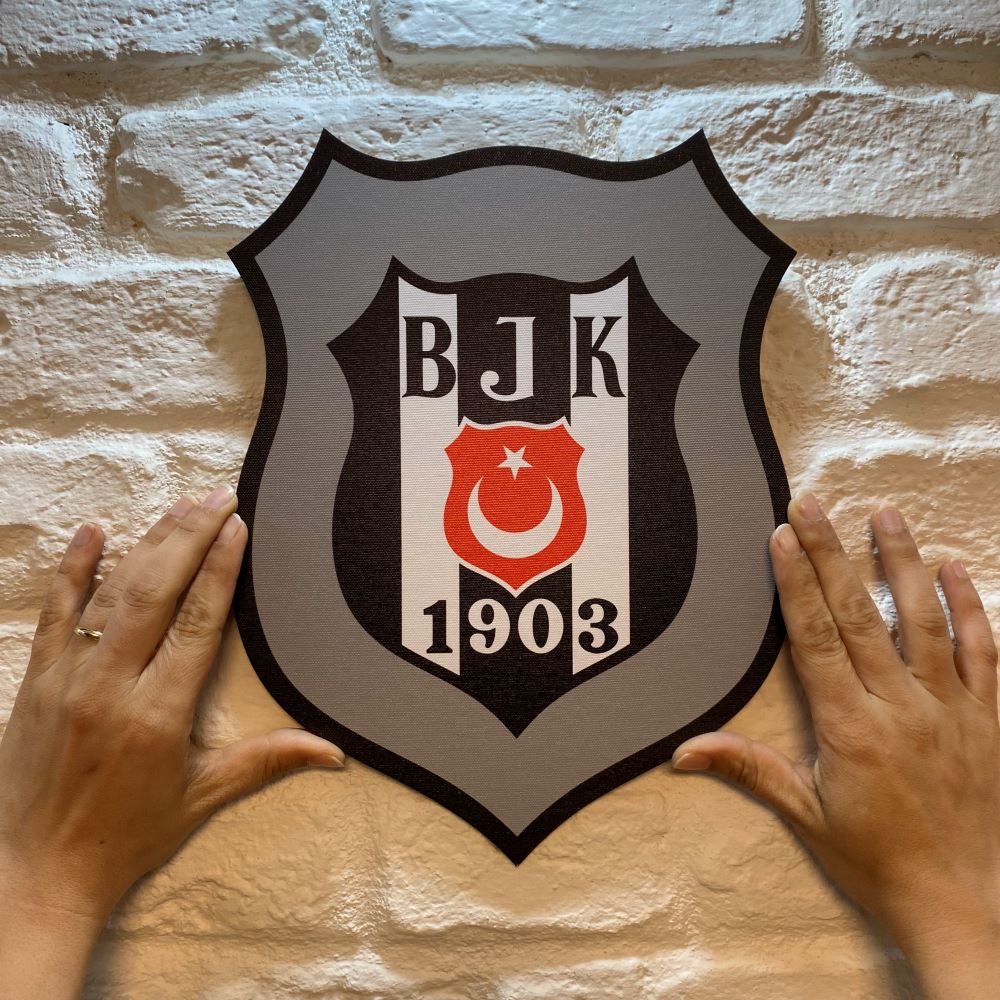 Beşiktaş Lisanlı Parlak Logo Gri Duvar Tabelası