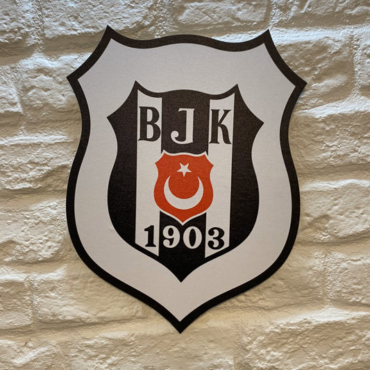 Beşiktaş Lisanlı Parlak Logo Beyaz Duvar Tabelası