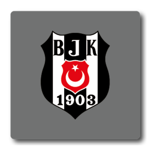 Beşiktaş Lisanlı Canvas Kare Gri Bjk Logolu Bardak Altlığı