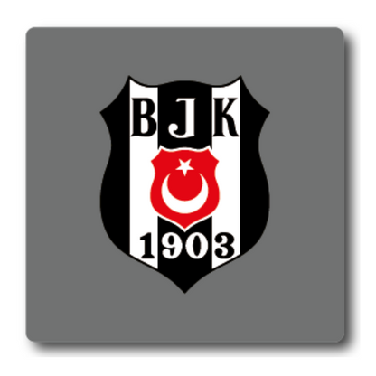 Beşiktaş Lisanlı Canvas Kare Gri Bjk Logolu Bardak Altlığı