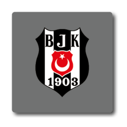 Beşiktaş Lisanlı Parlak Kare Gri Bjk Logolu Bardak Altlığı