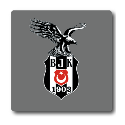 Beşiktaş Lisanlı Parlak Kare Gri Kartal Logolu Bardak Altlığı