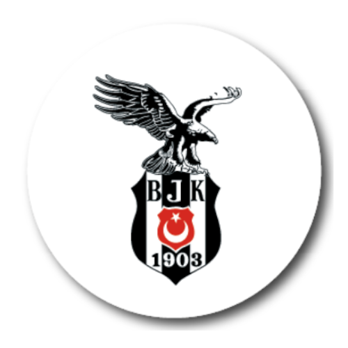 Beşiktaş Lisanlı Parlak Yuvarlak Beyaz Kartal Logolu Bardak Altlığı