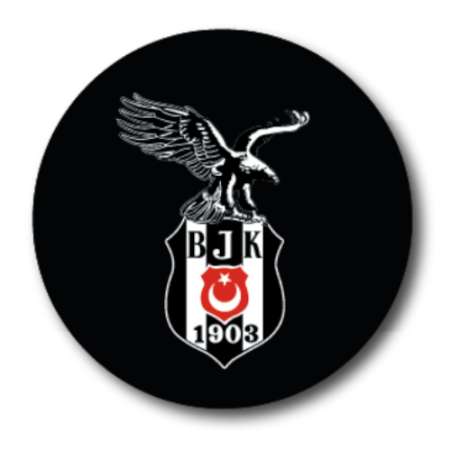 Beşiktaş Lisanlı Parlak Yuvarlak Siyah Kartal Logolu Bardak Altlığı